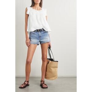 Doen Aphra Crochet Trim Ramie Flowy Top Vintage Prairie Boho Salt White Size XL